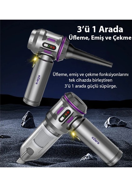Ezere 17000PA Güçlü Dijital Göstergeli Vakumlu Kablosuz Üflemeli Mini Araç SÜPÜRGESI-(1903) modelleri