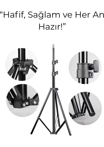 Profesyonel Ayarlanabilir Tripod Işık Standı – Alüminyum Gövde, Katlanabilir ve Evrensel Uyumlu