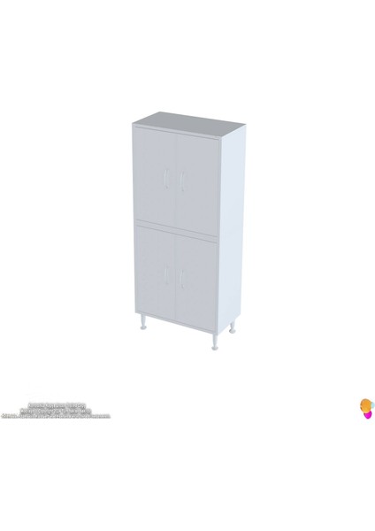 Elmas Çok Amaçlı Dolap 55 cm 4 Kapak 4 Bölmeli Banyo Mutfak Dolabı 55x138x32,5 cm