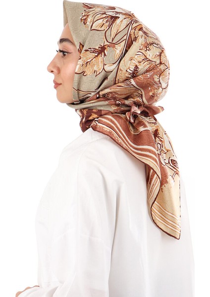 Bej Derya Desen Twill Ipek Eşarp fiyatları