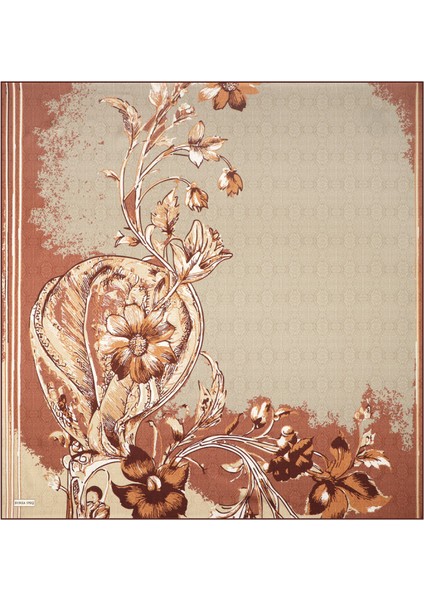 Bej Derya Desen Twill Ipek Eşarp modelleri