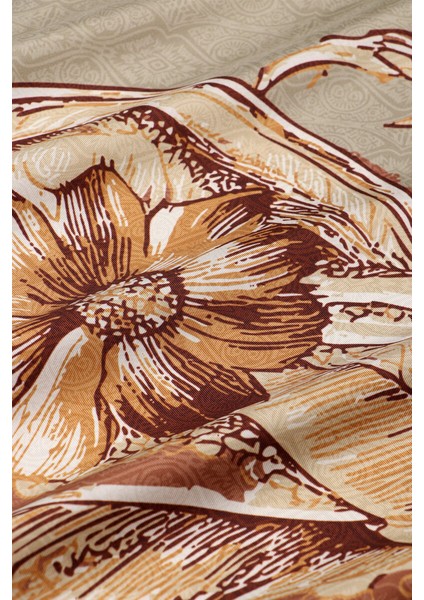 Bej Derya Desen Twill Ipek Eşarp fırsatları