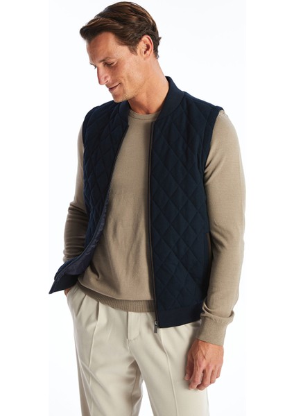 Yeni Sezon Standart Kalıp Dik Yaka Erkek Triko Yelek