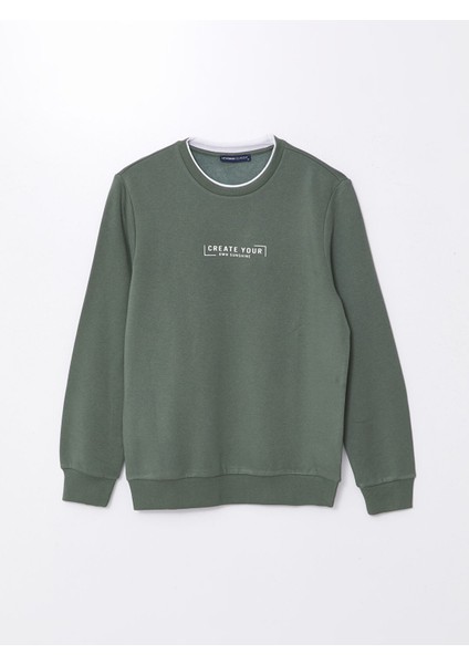 Yeni Sezon Bisiklet Yaka Baskılı Erkek Kalın Sweatshirt indirimleri