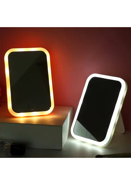 LED Işıklı Makyaj Aynası – 3 Renk Modu (Beyaz, Ilık, Sıcak), Dokunmatik Parlaklık Ayarı, Şarjlı 500 Mah Batarya, 12×16 cm Taşınabilir Masaüstü Ayna, 26 LED ile Doğal Işık Efekti | A14 fiyatları