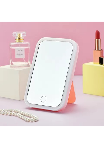 LED Işıklı Makyaj Aynası – 3 Renk Modu (Beyaz, Ilık, Sıcak), Dokunmatik Parlaklık Ayarı, Şarjlı 500 Mah Batarya, 12×16 cm Taşınabilir Masaüstü Ayna, 26 LED ile Doğal Işık Efekti | A14 modelleri