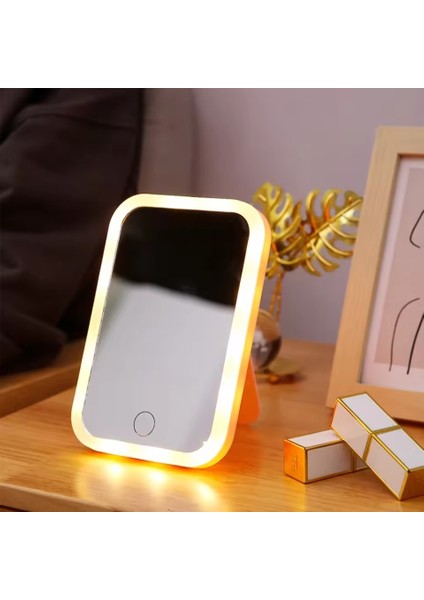 LED Işıklı Makyaj Aynası – 3 Renk Modu (Beyaz, Ilık, Sıcak), Dokunmatik Parlaklık Ayarı, Şarjlı 500 Mah Batarya, 12×16 cm Taşınabilir Masaüstü Ayna, 26 LED ile Doğal Işık Efekti | A14 indirimleri
