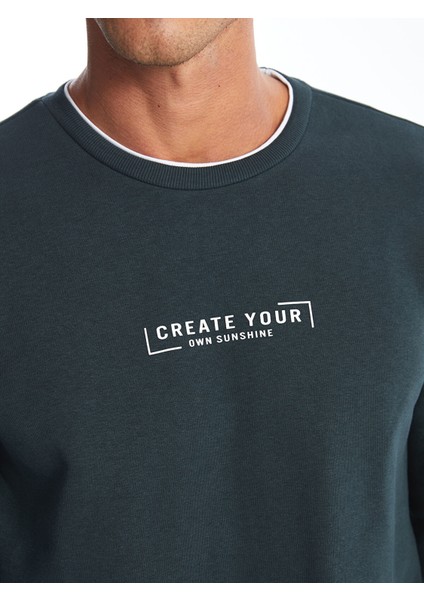 Yeni Sezon Bisiklet Yaka Baskılı Erkek Kalın Sweatshirt modelleri