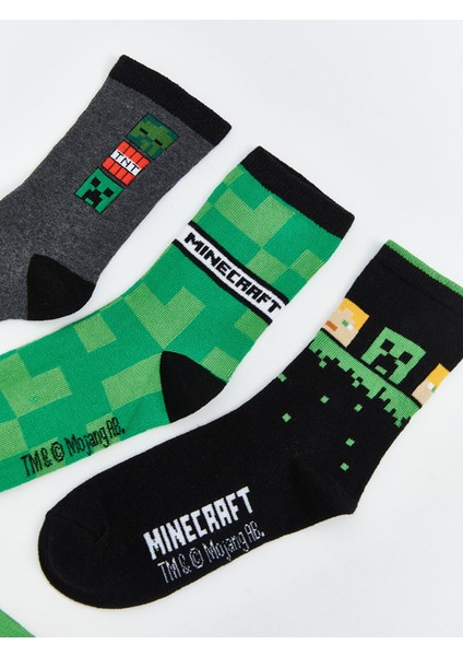 Yeni Sezon Minecraft Baskılı Erkek Çocuk Soket Çorap 5'li modelleri
