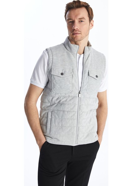 Yeni Sezon Standart Kalıp Dik Yaka Erkek Triko Yelek