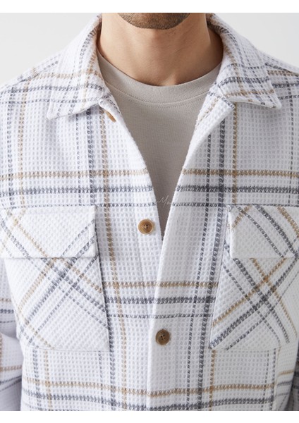 Yeni Sezon Regular Fit Uzun Kollu Ekose Erkek Gömlek Ceket modelleri