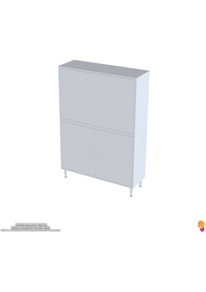 Elmas Çok Amaçlı Dolap 90 cm 4 Kapak 4 Bölmeli Banyo Mutfak Dolabı 90x138x32,5 cm