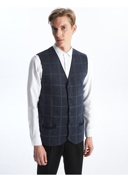 Yeni Sezon Standart Kalıp V Yaka Erkek Triko Yelek