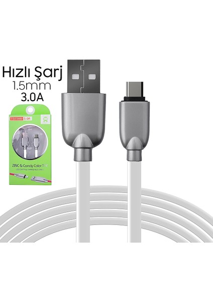 Ally USB Type-C Zinc Alloy Dayanıklı 3.0A 1.5mm USB KABLO-(1903)