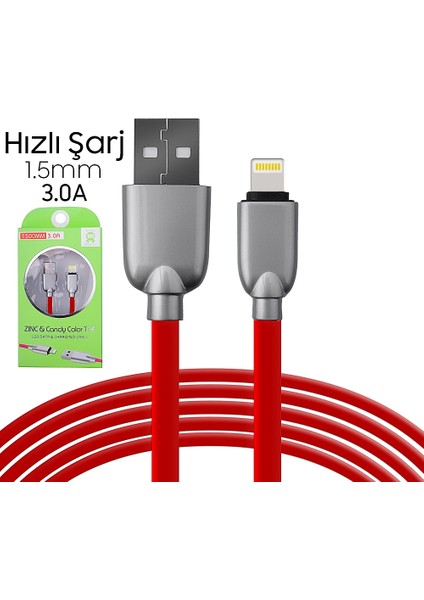 Ally İPHONE5S6S788 Plus Zinc Alloy Dayanıklı 3.0A 1.5mm USB KABLO-(1903) fiyatları
