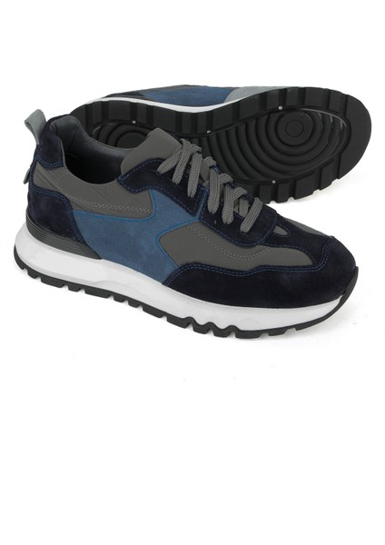, Erkek Hakiki Deri Sneaker 153983Z2600 Lacivert fırsatları