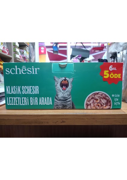 Schesir Okyanus Serisi 6 Al 5 Öde 6X85 gr Konserve Yaş Mama+ Şarjlı Kedi Oyun TOPU+100 Gram Malt
