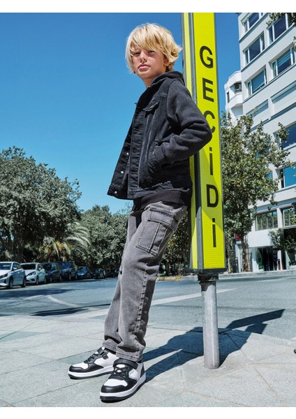 Lcw Kids Antrasit Beli Lastikli Erkek Çocuk Kargo Jean Pantolon