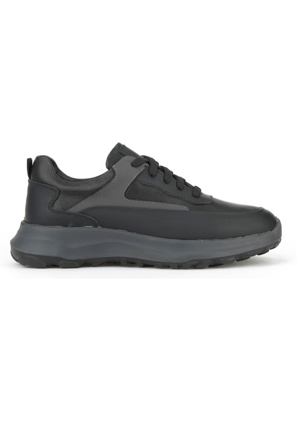 , Erkek Hakiki Deri Sneaker 153983Z907 Siyah