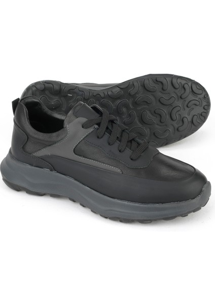 , Erkek Hakiki Deri Sneaker 153983Z907 Siyah fırsatları