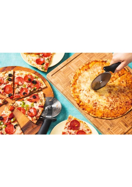 Pizza ve Hamur Kesici Rulet – Paslanmaz Çelik 9 cm Bıçak, Profesyonel Ergonomik Mutfak Kesici