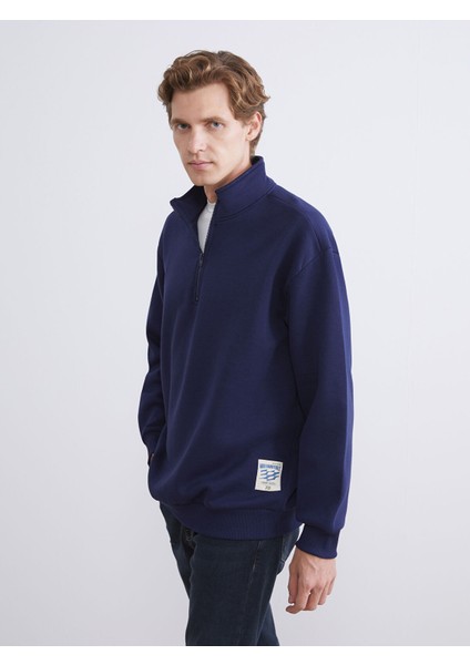 Yeni Sezon Fermuarlı Dik Yaka Uzun Kollu Erkek Sweatshirt