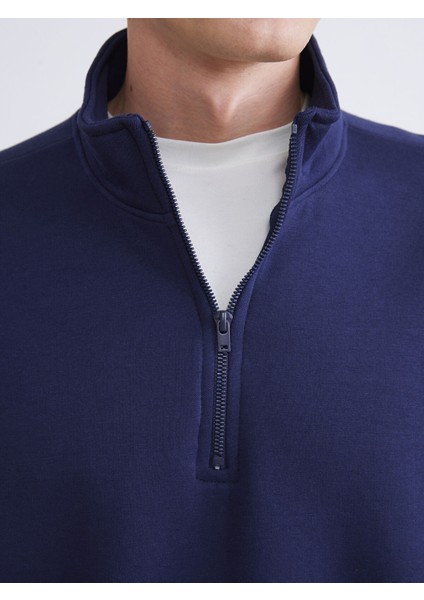 Yeni Sezon Fermuarlı Dik Yaka Uzun Kollu Erkek Sweatshirt modelleri