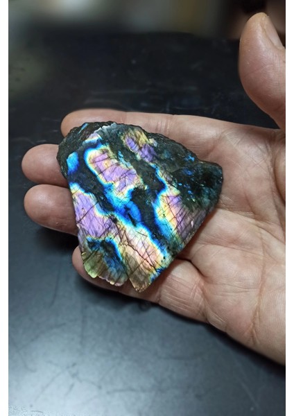 Işıltılı Labradorit Düz Kesim Doğal Parça Dkl6