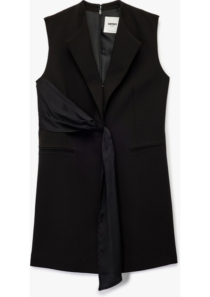 Kruvaze Yaka Kuşak Detaylı Kolsuz Mini Elbise fırsatları