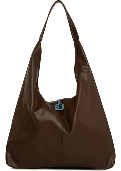 Kahverengi Yumuşak Dokulu Oval Maxi Boy Omuz Çantası