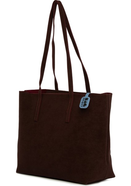 Bordo Ince Askılı Fermuarlı Nubuk Tote Çanta fiyatları