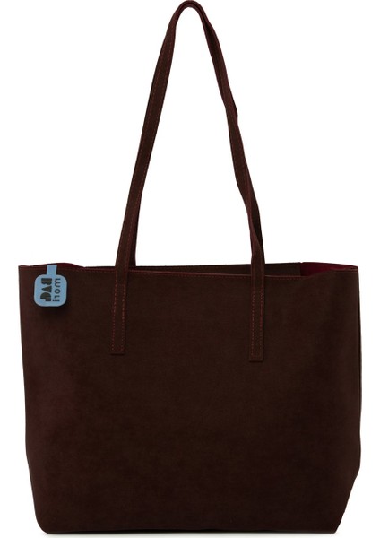 Bordo Ince Askılı Fermuarlı Nubuk Tote Çanta modelleri