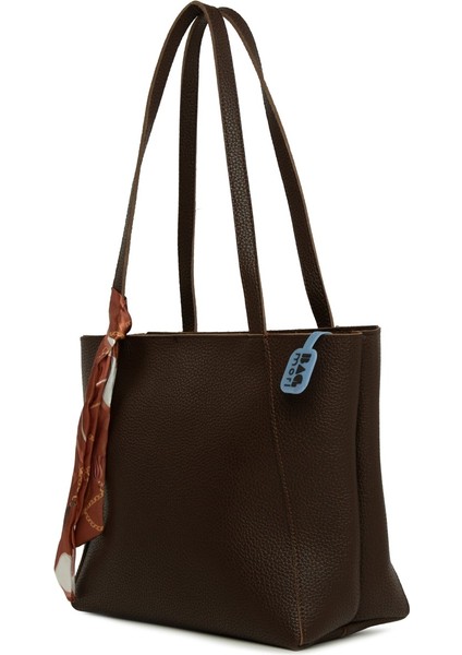 Kahverengi Üç Bölmeli Şallı Tote Çanta fiyatları