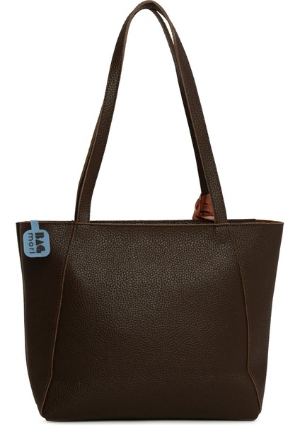 Kahverengi Üç Bölmeli Şallı Tote Çanta modelleri