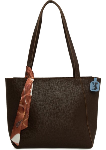 Kahverengi Üç Bölmeli Şallı Tote Çanta indirimleri