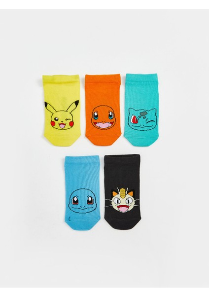 Yeni Sezon Pokemon Desenli Erkek Çocuk Patik Çorap 5'li