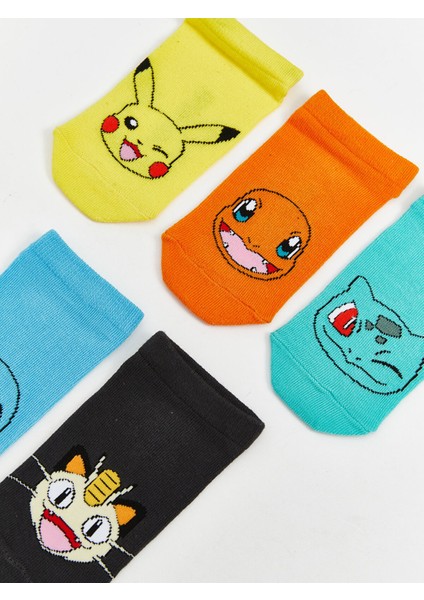 Yeni Sezon Pokemon Desenli Erkek Çocuk Patik Çorap 5'li modelleri