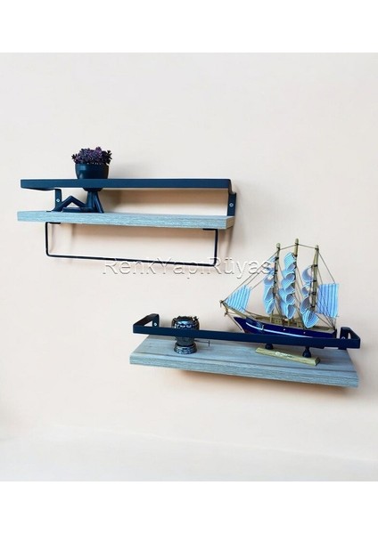 2 Li Duvar Rafı Ev Dekor Rafı 2li Dekoratif Mutfak Rafı Kitaplık