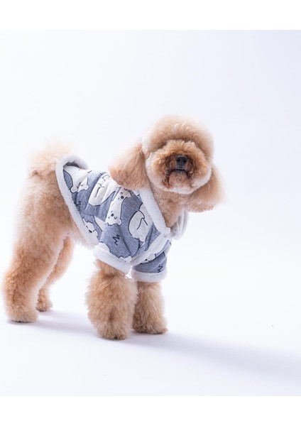 Barrow Frost Kutup Ayısı Desenli Köpek Ceketi Kalın Peluş Köpek Kıyafeti Kedi Kıyafeti