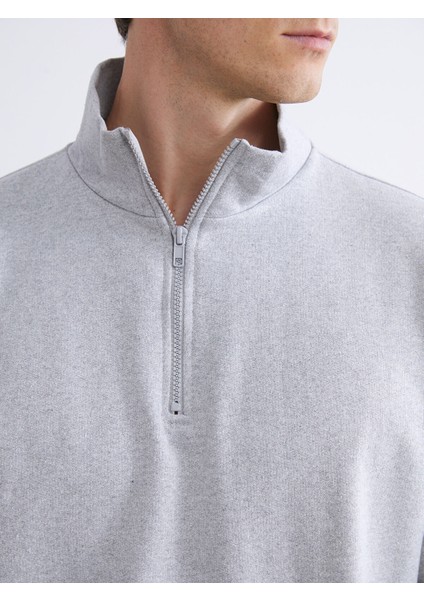 Yeni Sezon Fermuarlı Dik Yaka Uzun Kollu Erkek Sweatshirt modelleri