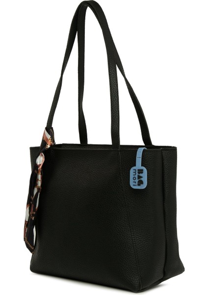 Siyah Üç Bölmeli Şallı Tote Çanta fiyatları