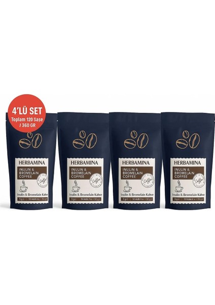 5'li Paket Herbamina Inülin ve Bromelain Coffee - 90GR