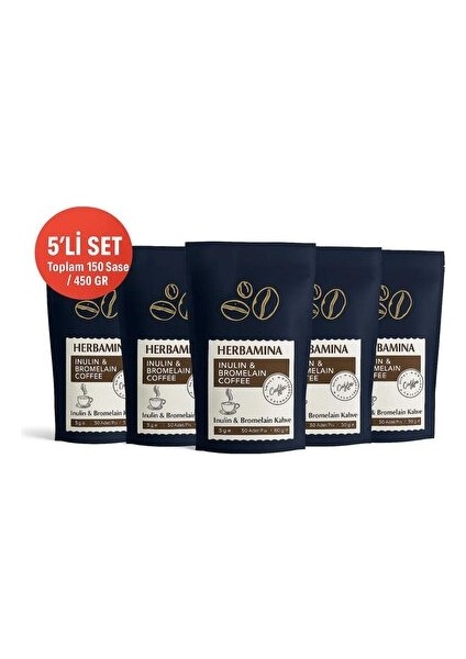 5'li Paket Herbamina Inülin ve Bromelain Coffee - 90GR fiyatları