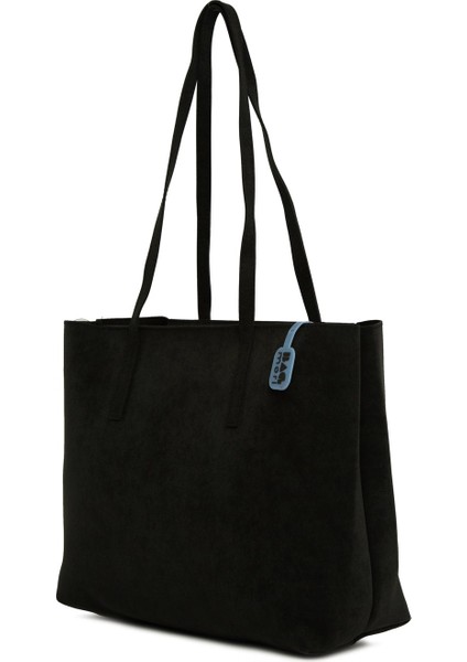 Siyah Ince Askılı Fermuarlı Nubuk Tote Çanta fiyatları