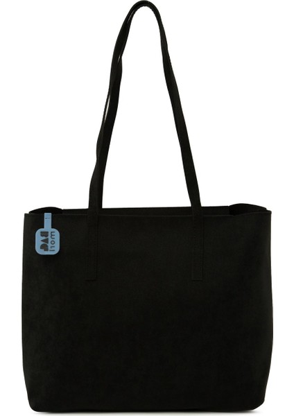 Siyah Ince Askılı Fermuarlı Nubuk Tote Çanta modelleri