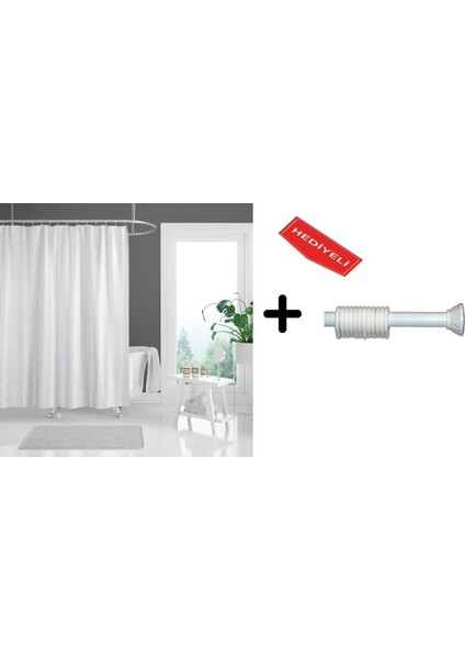 Banyo Duş Perdesi 3182 120X200 Perde Borusu Askı Aparatı 90X130 Hediyeli
