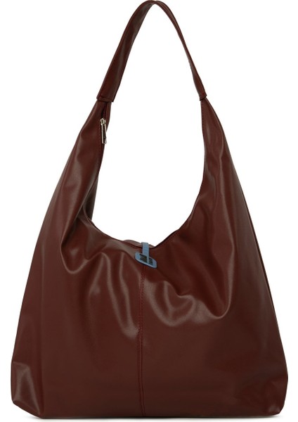 Bordo Yumuşak Dokulu Oval Maxi Boy Omuz Çantası modelleri