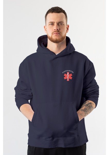 Lacivert Paramedik Kapüşonlu Sweatshirt Unisex