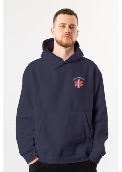 Lacivert Paramedik Kapüşonlu Sweatshirt Unisex modelleri