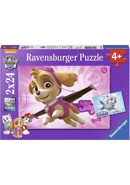 91522 Paw Patrol Skye ve Everest 2X24 Parça Ravensburger Puzzle